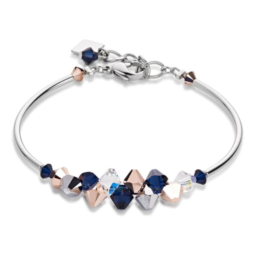 Ladies' Aqua & Rose Gold Swarovski Crystal Cluster Bracelet