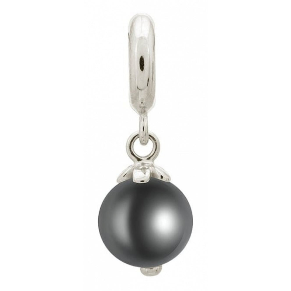 Sterling Silver Bracelet Charm With Black Pearl