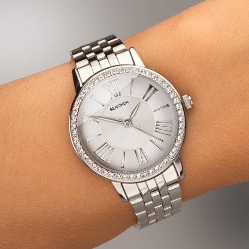 Charlotte Silver Dial With Silver Case & Alloy Bracelet Strap Ladies Watch