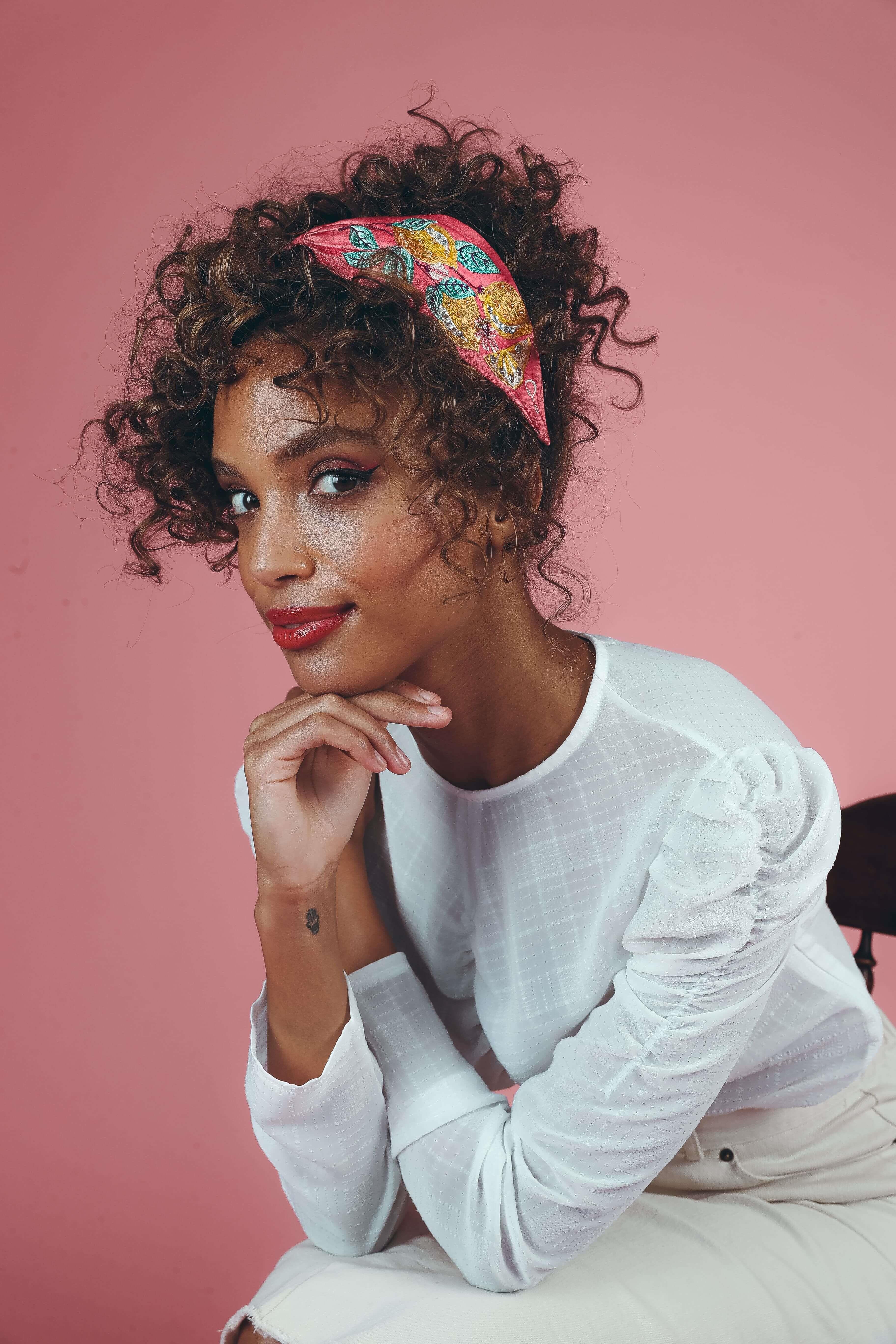 Sicilian Lemons Embroidered Headband
