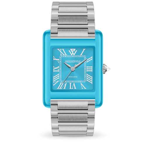 WP6 Metal & Clear Mix Silver Aquatic Blue Watch