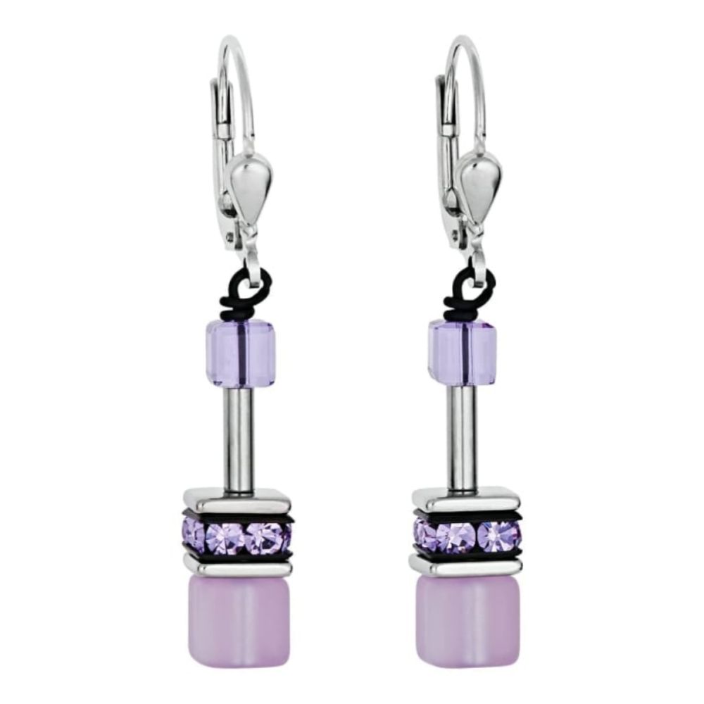 Ladies Geo Cube Lilac Pastel Earrings