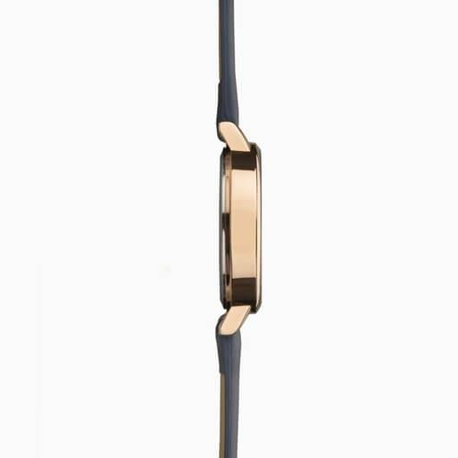Rose Gold Case With Grey Dial & Blue PU Strap Ladies Watch
