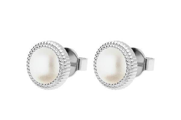 FABERO Flat (S/P) 10mm White Pearl Ear Stud