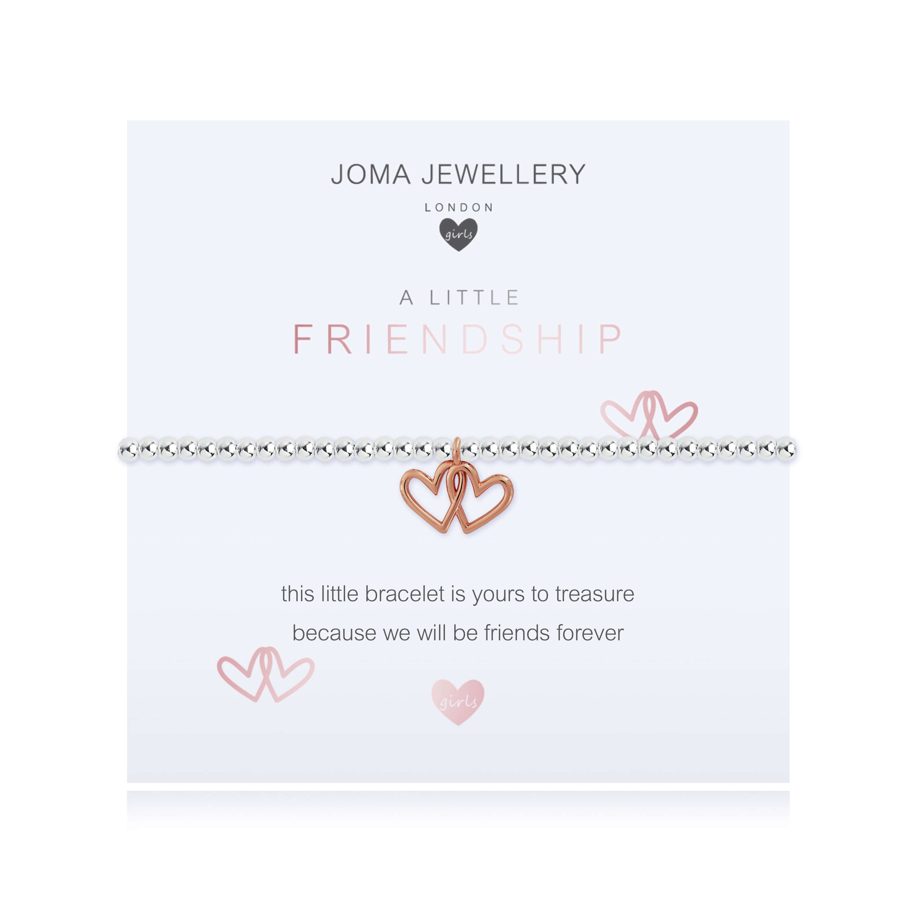 Children's A Little Friendship Silver & Rose Gold Stretch Bracelet 15.5cm