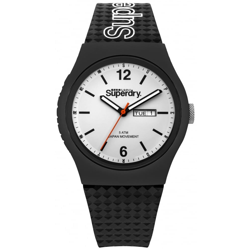 Urban Day-Date Black Dial With Black Silicone Textured Strap Watch