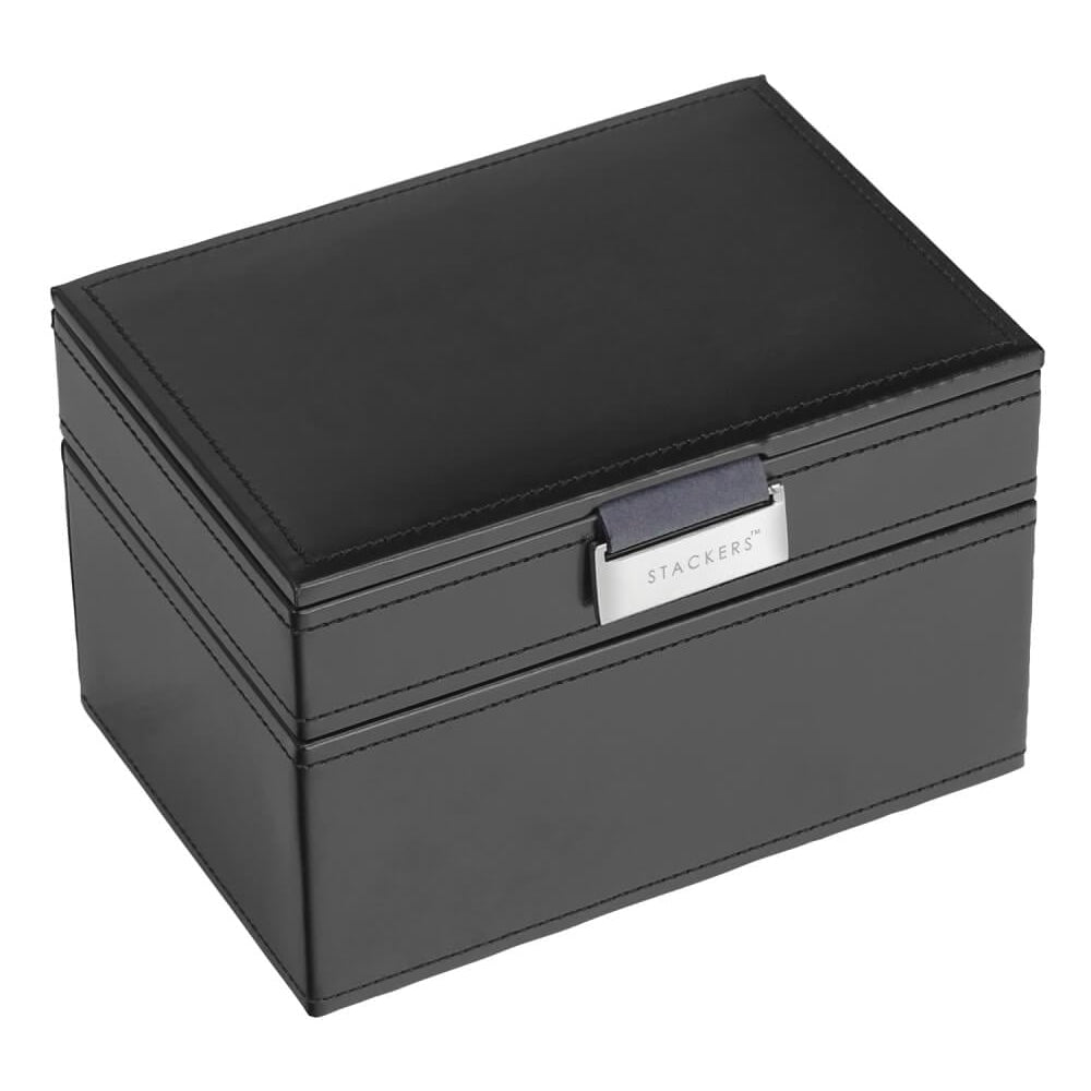 Men's Mini Set of 2 Black and Velvet Stackers