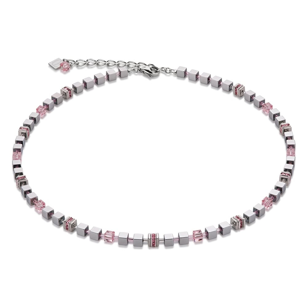 Pink & Silver Geo Cubes Necklace
