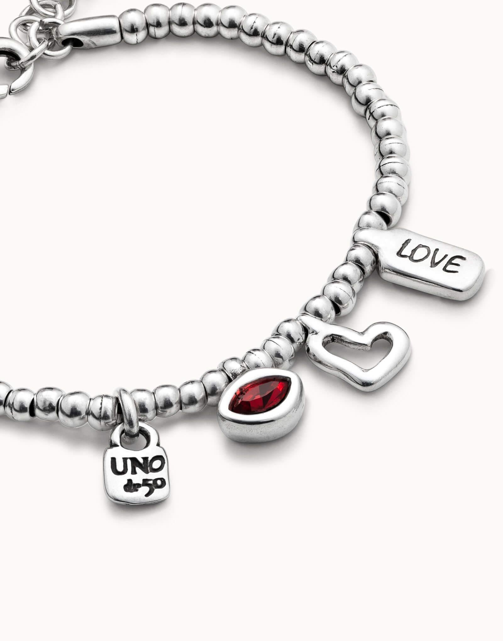 I m waiting 4 U Red Silver Plated Bracelet