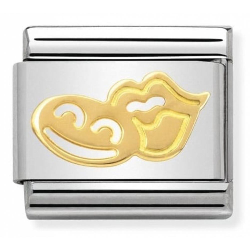 Classic Smile & Mouth In Stainless Steel & 18k Gold Charm