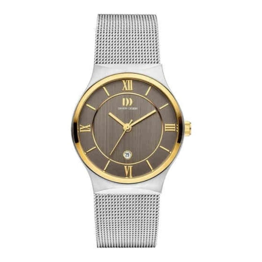 Danish Design Ladies Silver Stainless Steel and Gold Plated Strap Watch Grey Dial