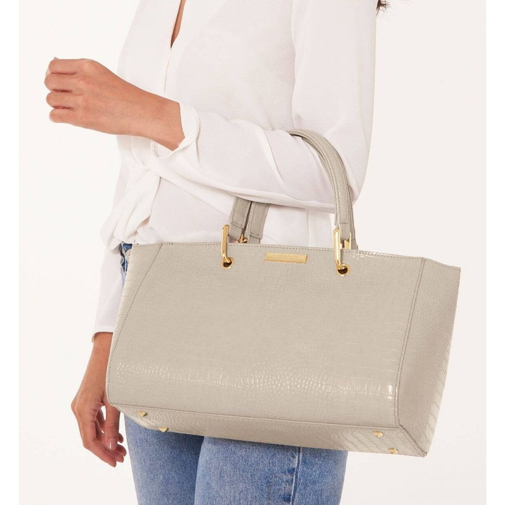 Celine Faux Croc Handbag | Oyster Grey | 20 X 33 X 18 Cm