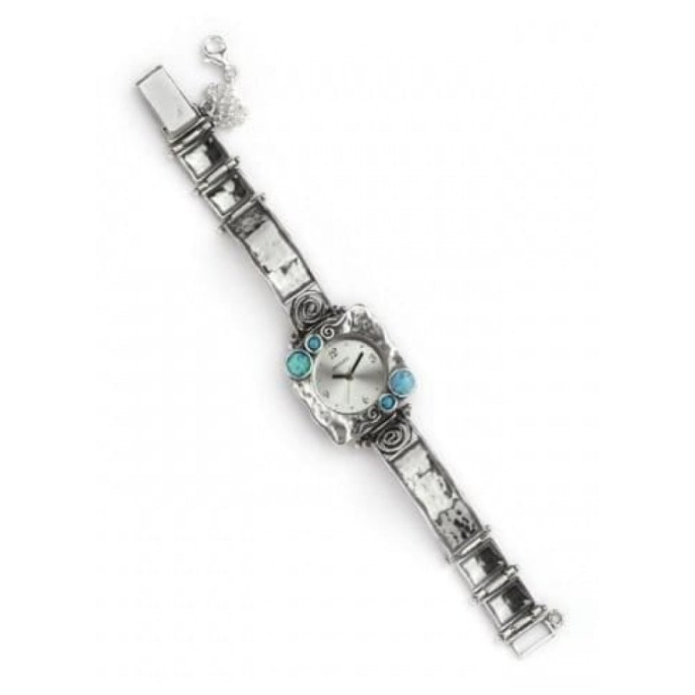Ladies Handmade Silver Watch With Opal Stones