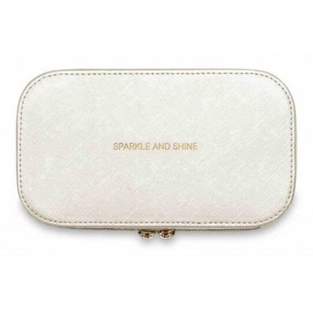 Travel Jewellery Box With Zips - Sparkle And Shine - Metallic White