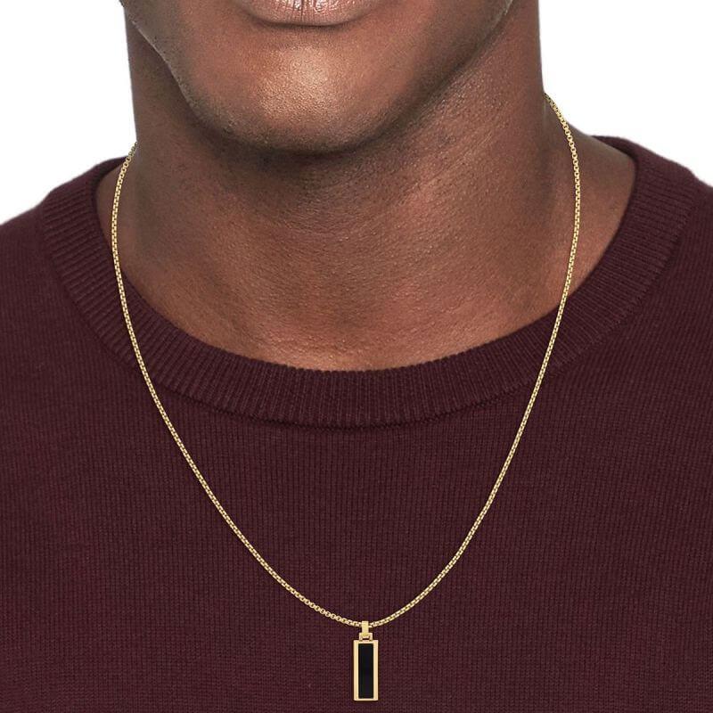 Gold Plated Onyx Stone Gents Necklace