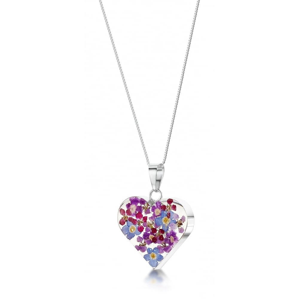 Silver Pendant - Purple Haze - Medium Heart