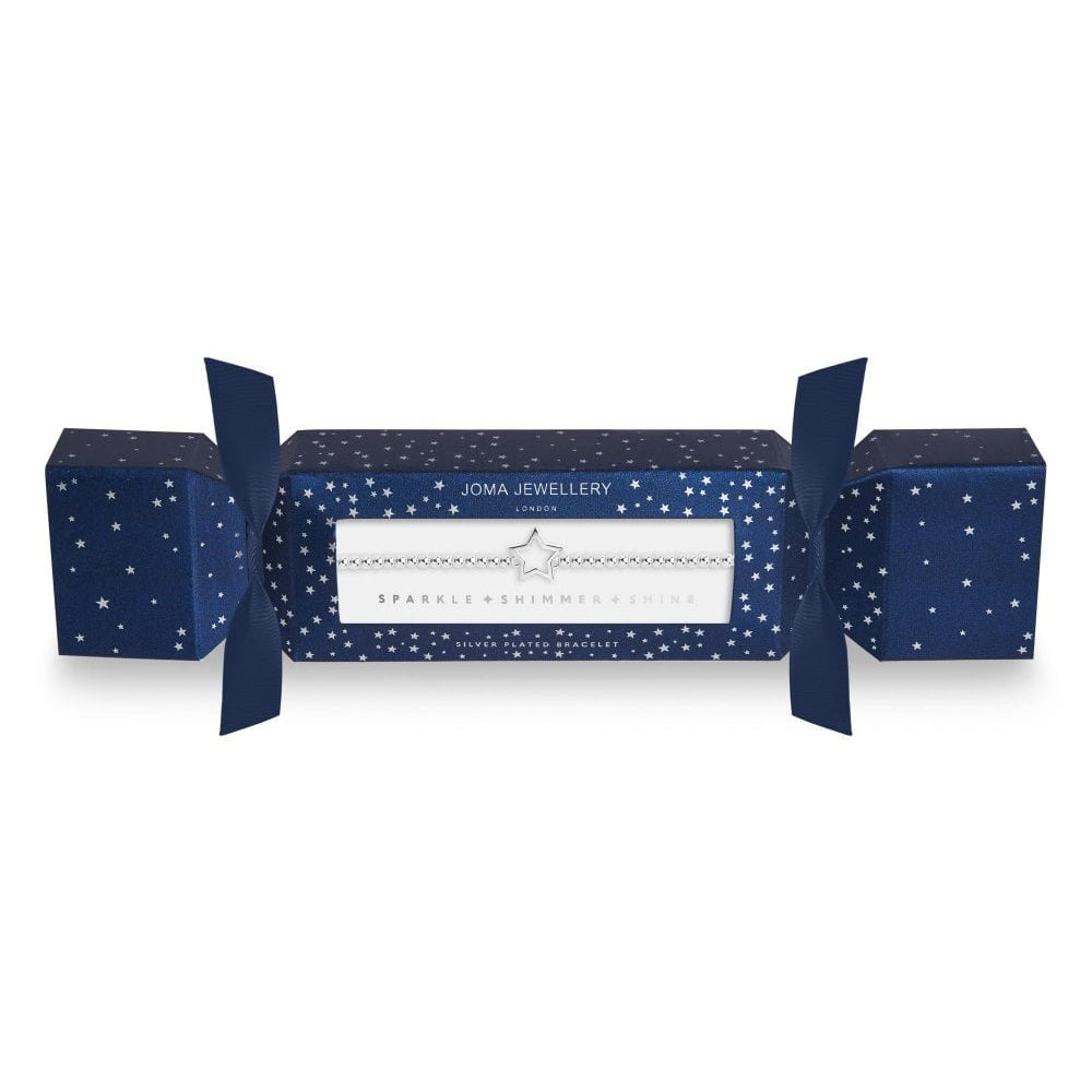 Christmas Cracker - Star - Silver - 17.5cm Stretch Bracelet