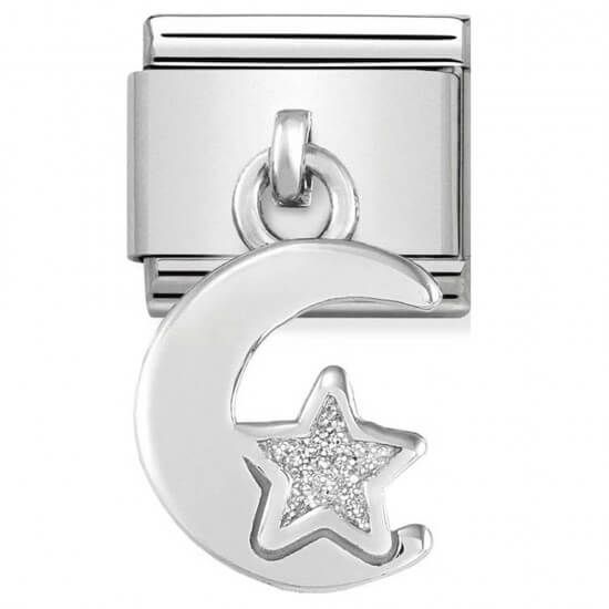 Composable Classic Silver and Enamel Moon and Star Link