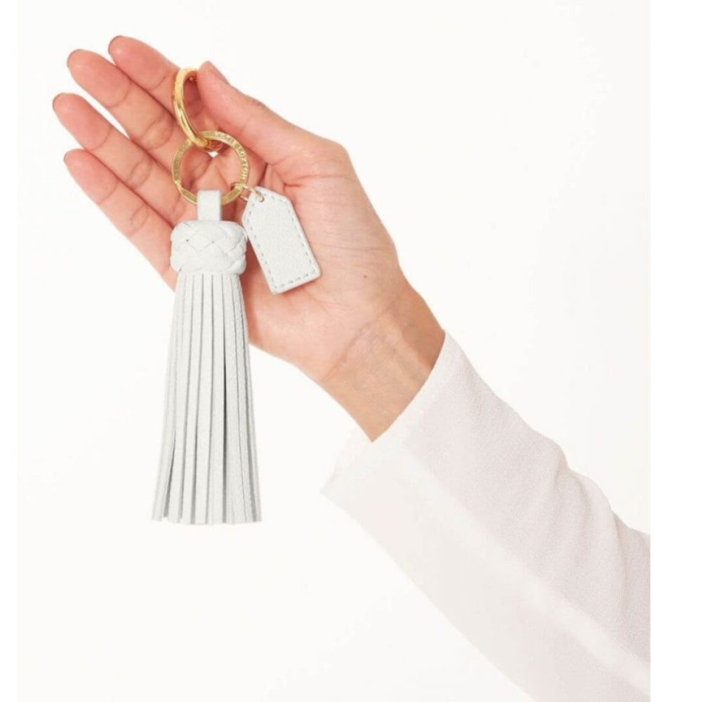 Cara Tassel Keyring | White | 11.5 X 3.5cm