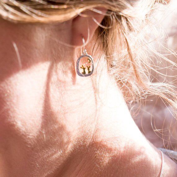 Origins Rabbits In Gold Plated Frame Earrings