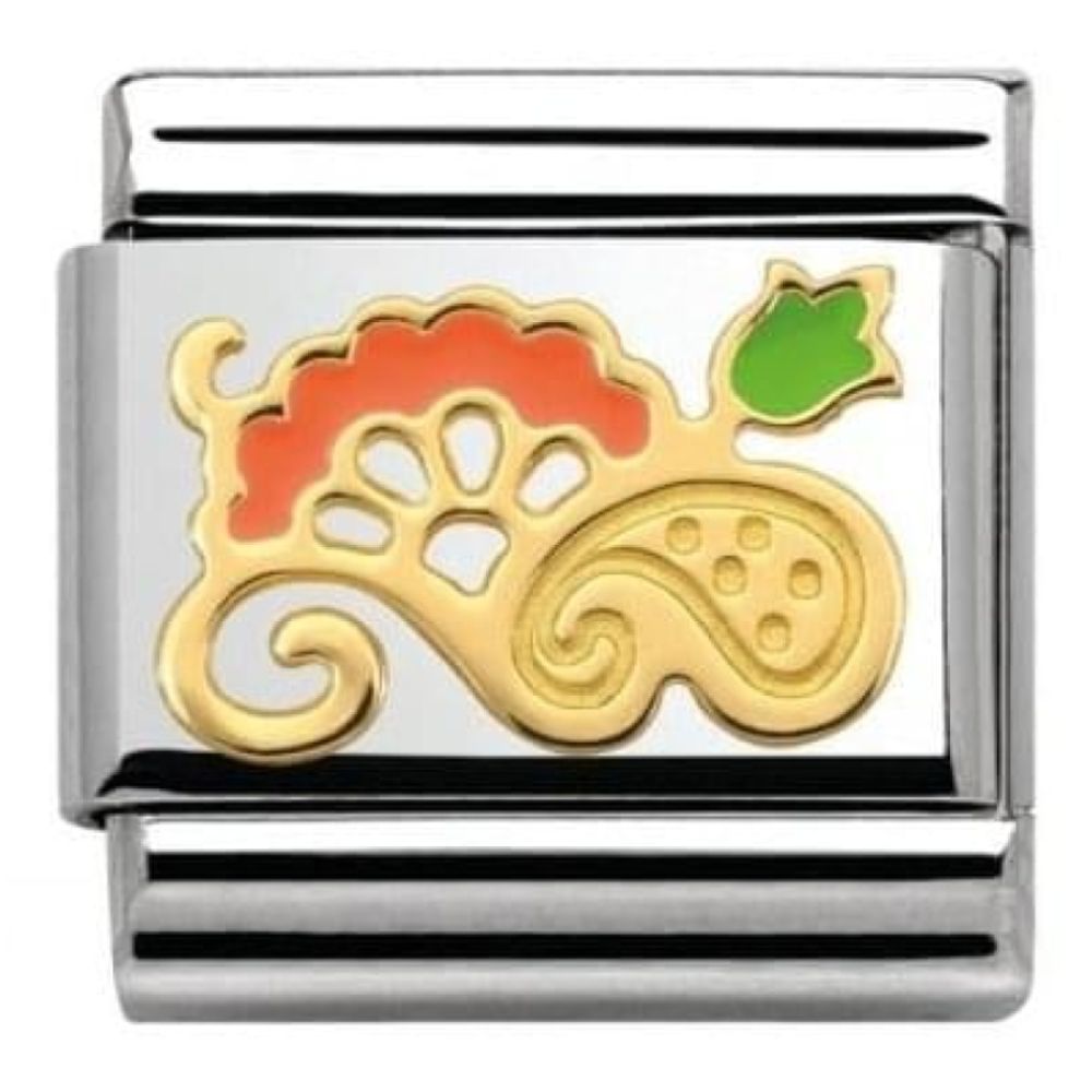 Classic Link In Stainless Steel & Gold With Orange Bouqet