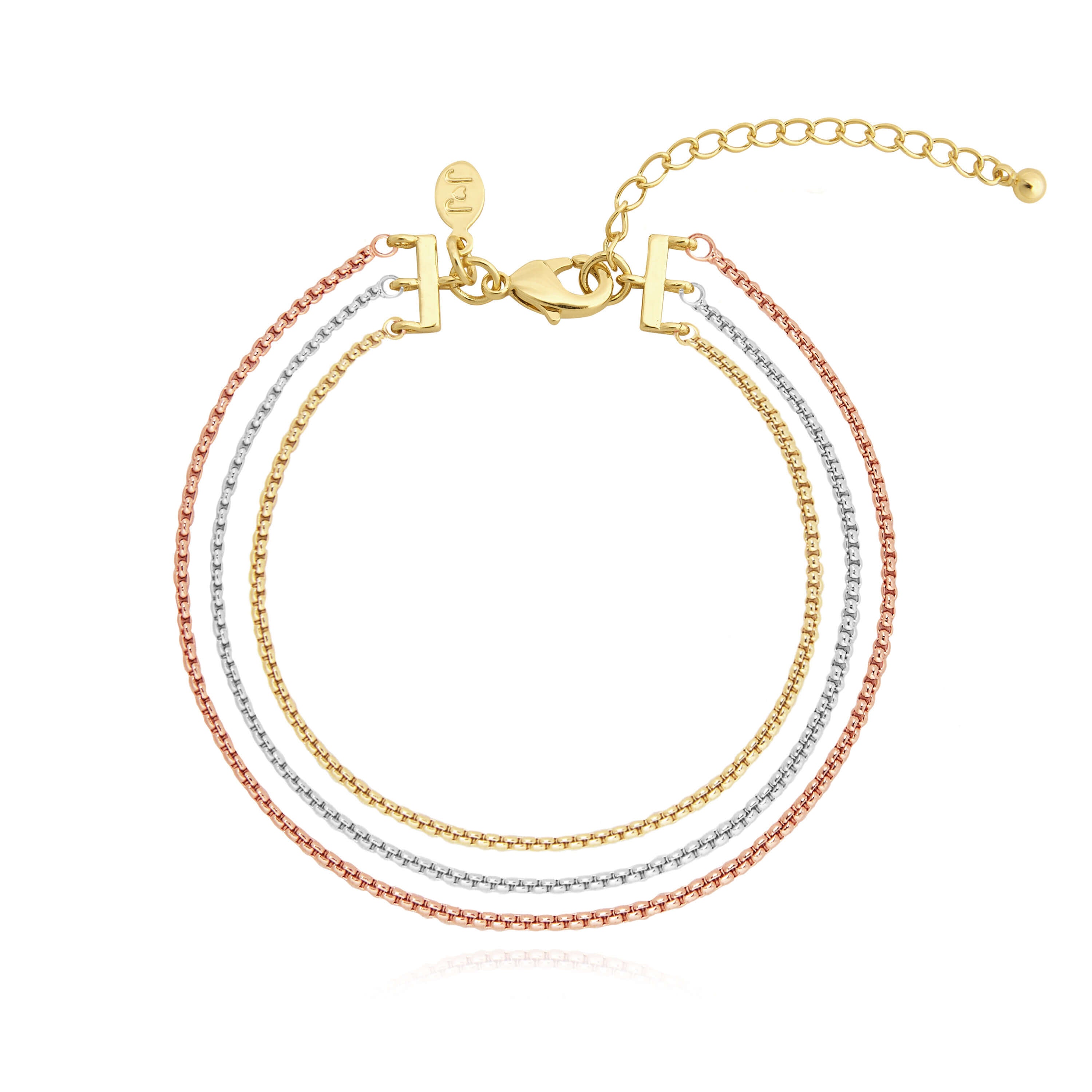 Ella | Multi Chain Bracelet | Gold Silver And Rose Gold | Bracelet | 18cm + 3cm Extender