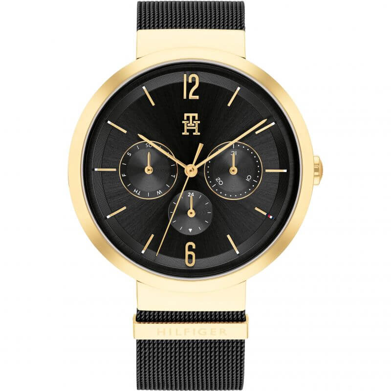 Lidia Black Dial Black Mesh Bracelet Ladies Watch
