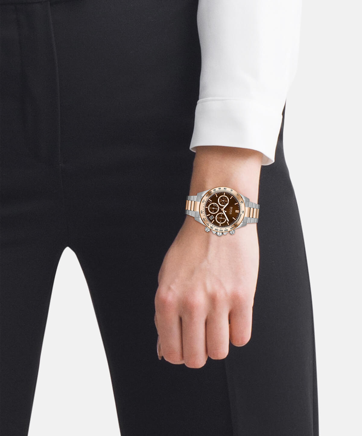 Novia Two Tone Rose Gold, Brown Chronograph Dial Ladies Watch