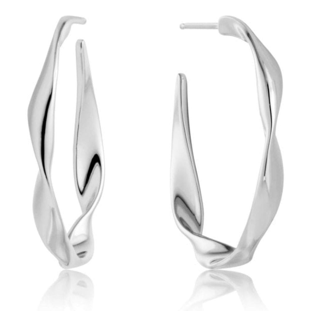 Twister Hoop Earrings Silver