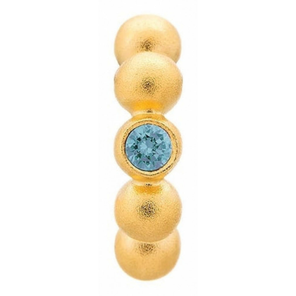 Gold Dots Blue CZ Stone Charm