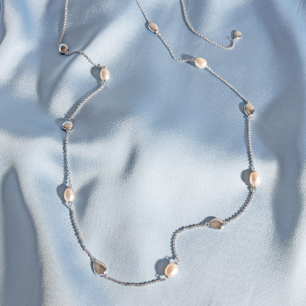 Coast Pebble Pearl Station Toggle Necklace