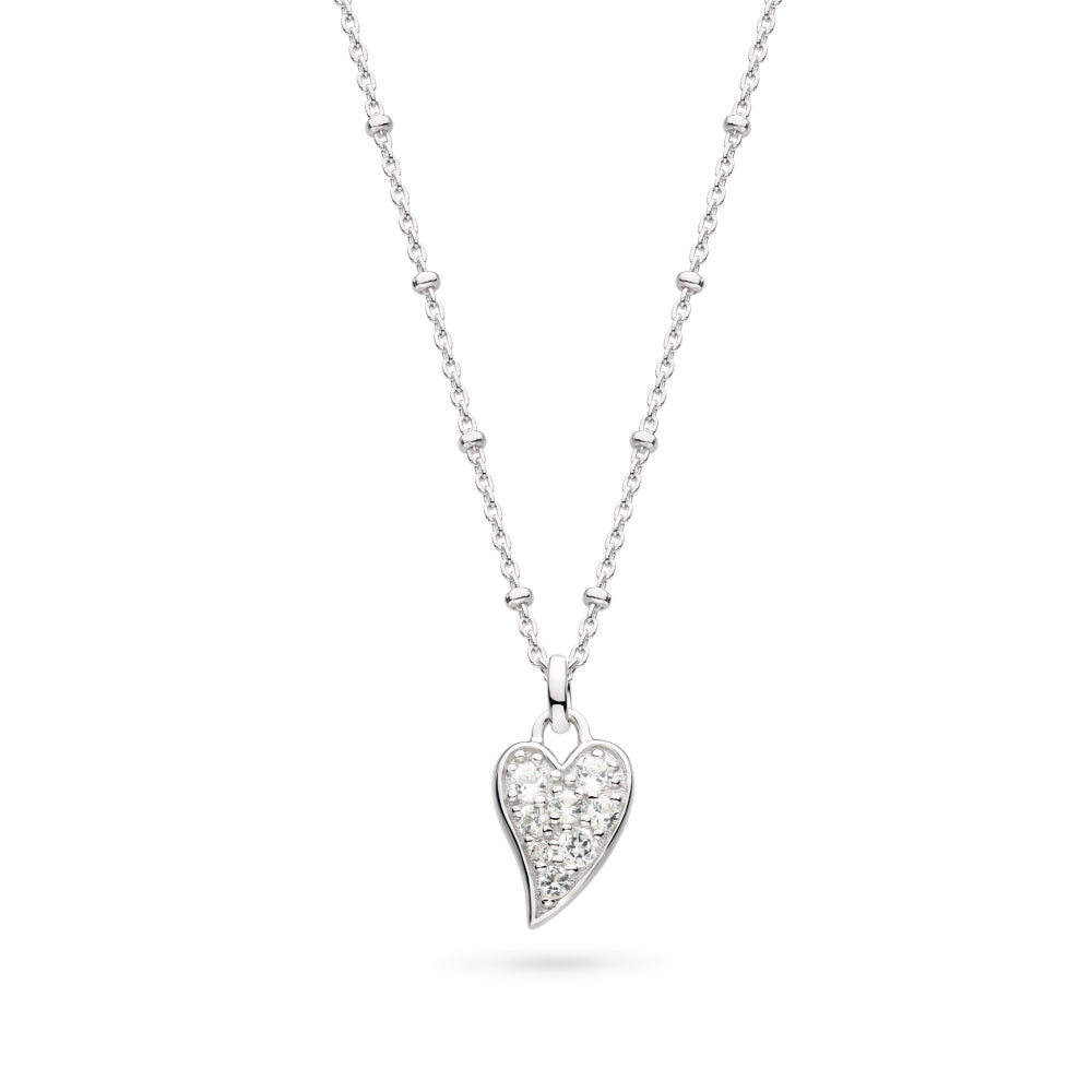 Desire Kiss Precious Pave WT Heart Ball Chain Necklace