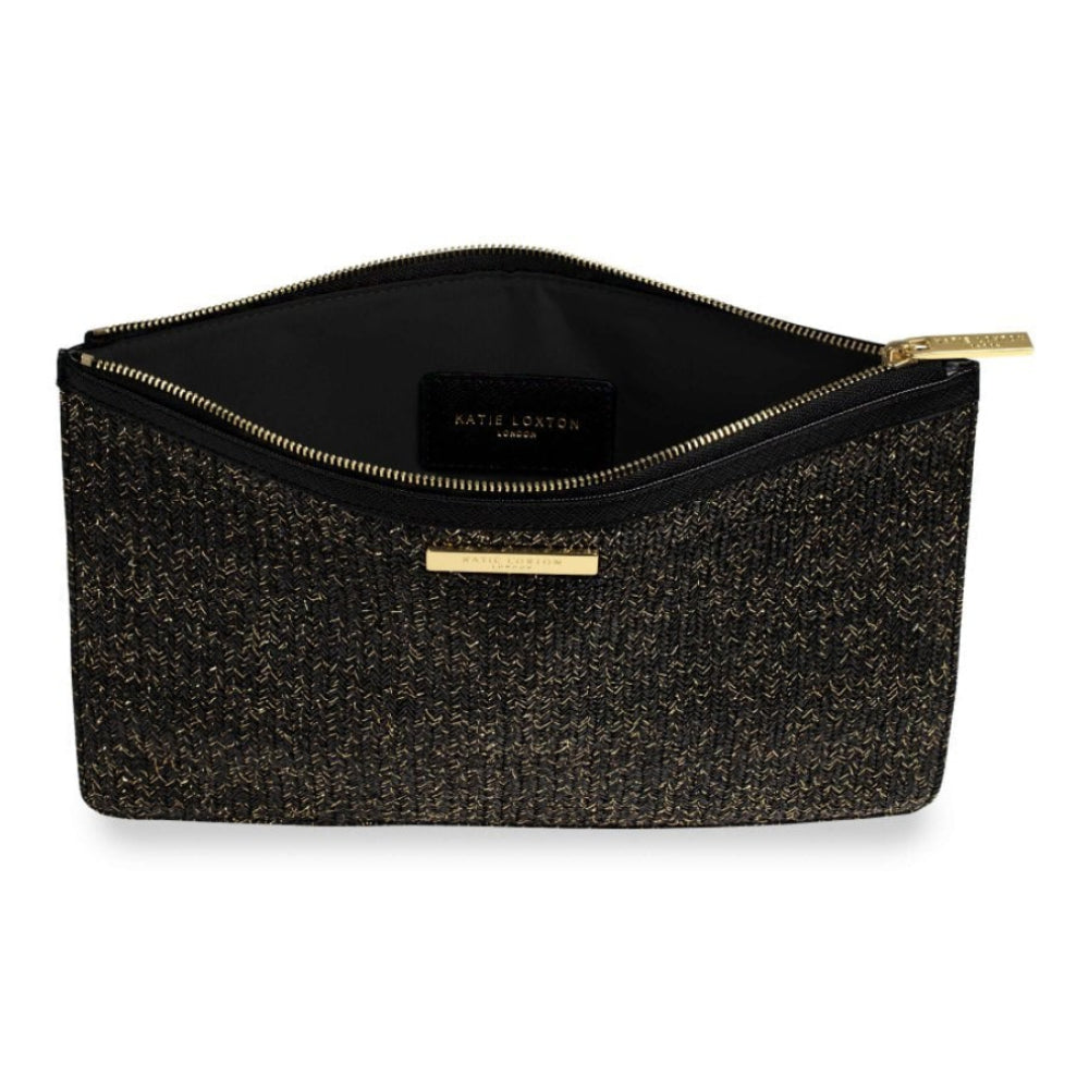 Beach Luxe Pouch - Black Straw - 20x29cm