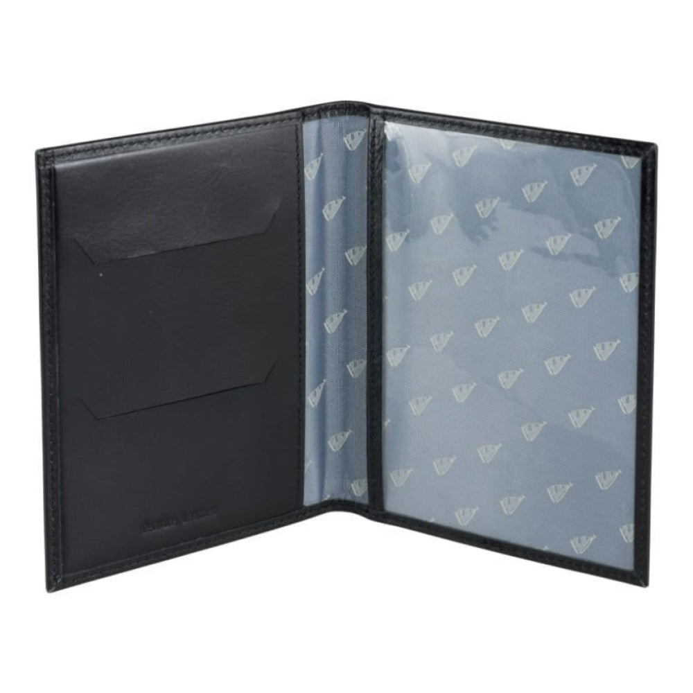 Leather Passport holder with Yacht lining -Black