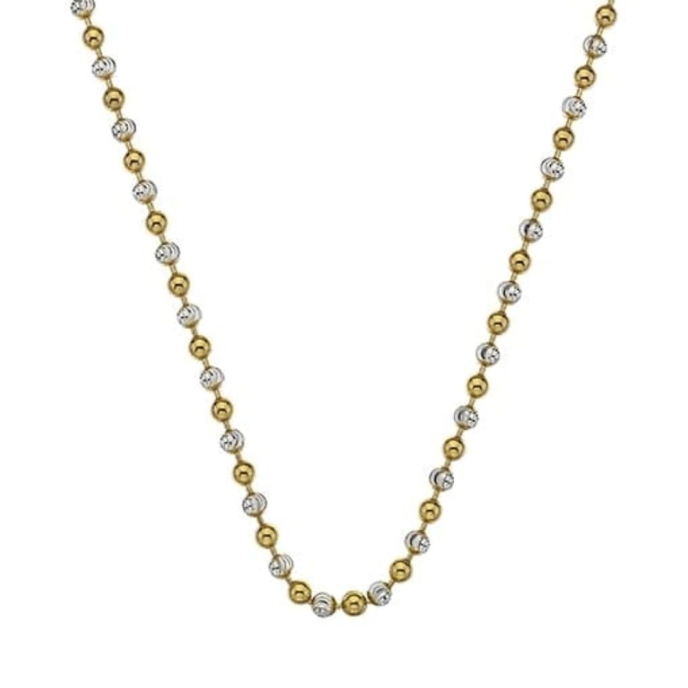 Sterling Silver and Yellow Gold Plate Accent Bead Chain 18"