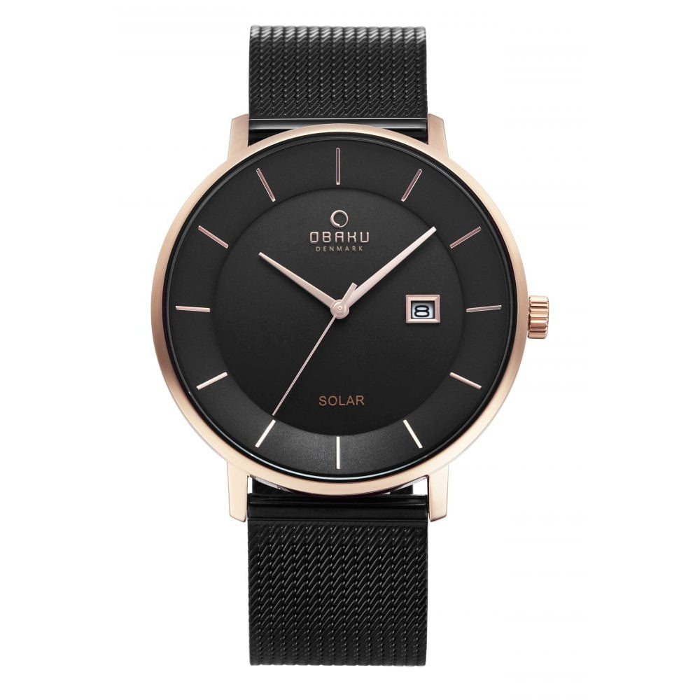 NORDLYS - NIGHT Rose Gold & Black, Solar Movement Gents Watch