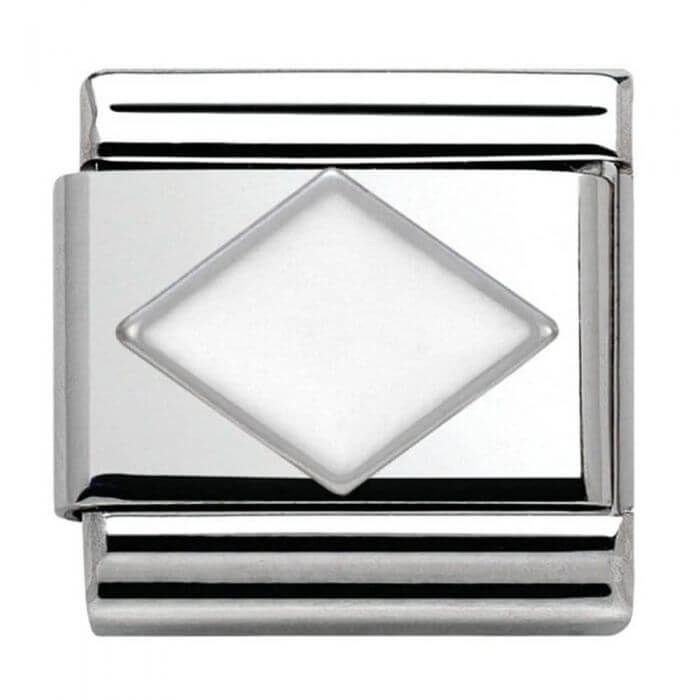 Classic White Enamel Rhombus Link