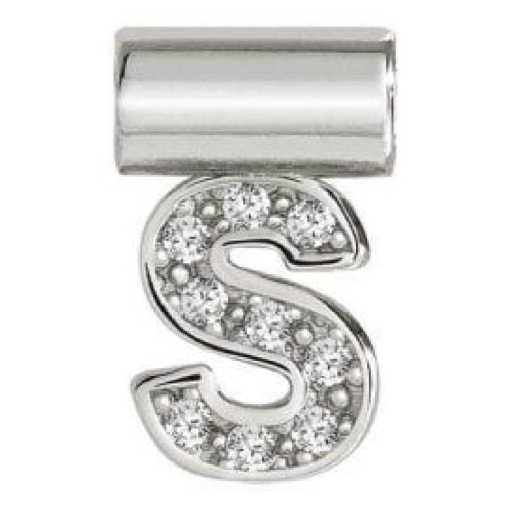 Seimia Silver Cubic Zirconia Letter S Charm