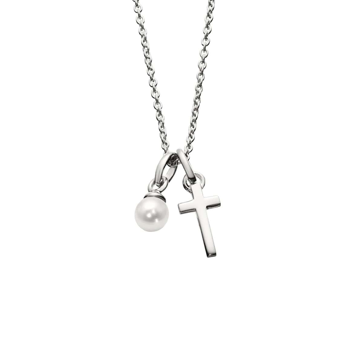 Maude - Cross & Pearl Pendant Necklace