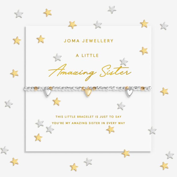 Sparkle Confetti A Little 'Amazing Sister' Silver & Gold Plated Bracelet