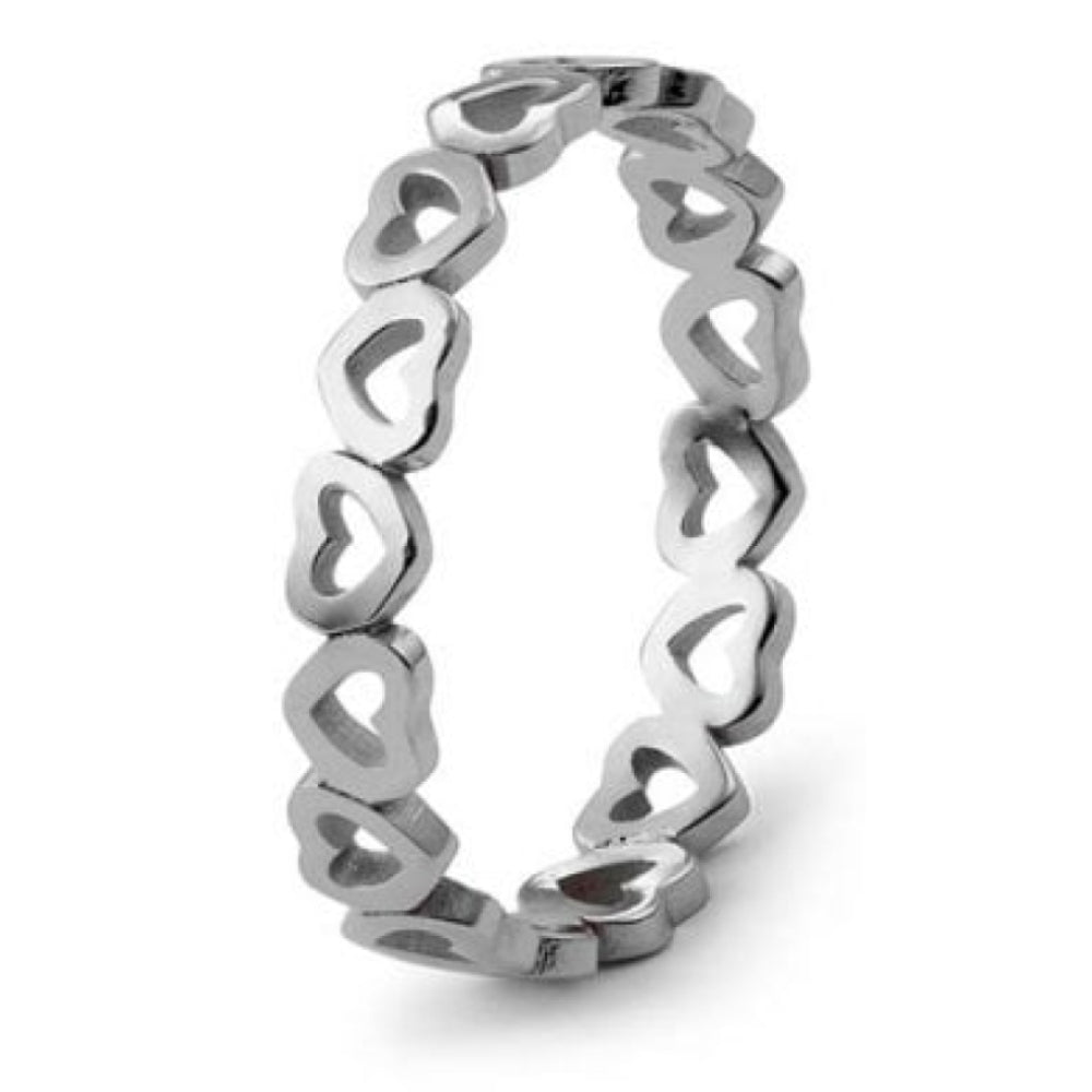 Pienza Silver Hollow Hearts Spacer Ring