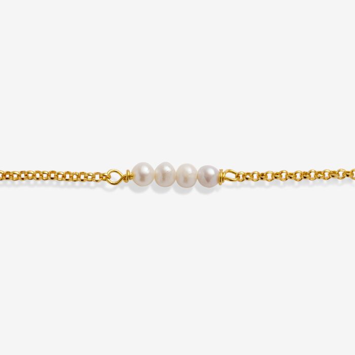 Loved By You Double Layered Pearl Chain Gold Plated Bracelet