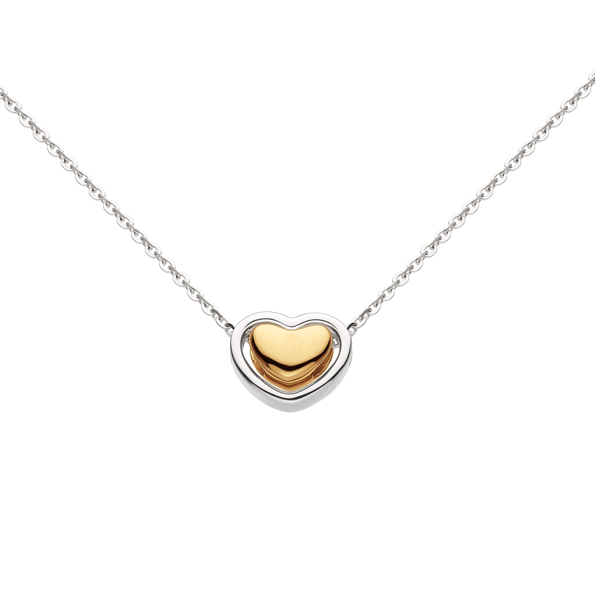 Title-Heart Of Gold Plated & Rhodium Plated Pendant Necklace