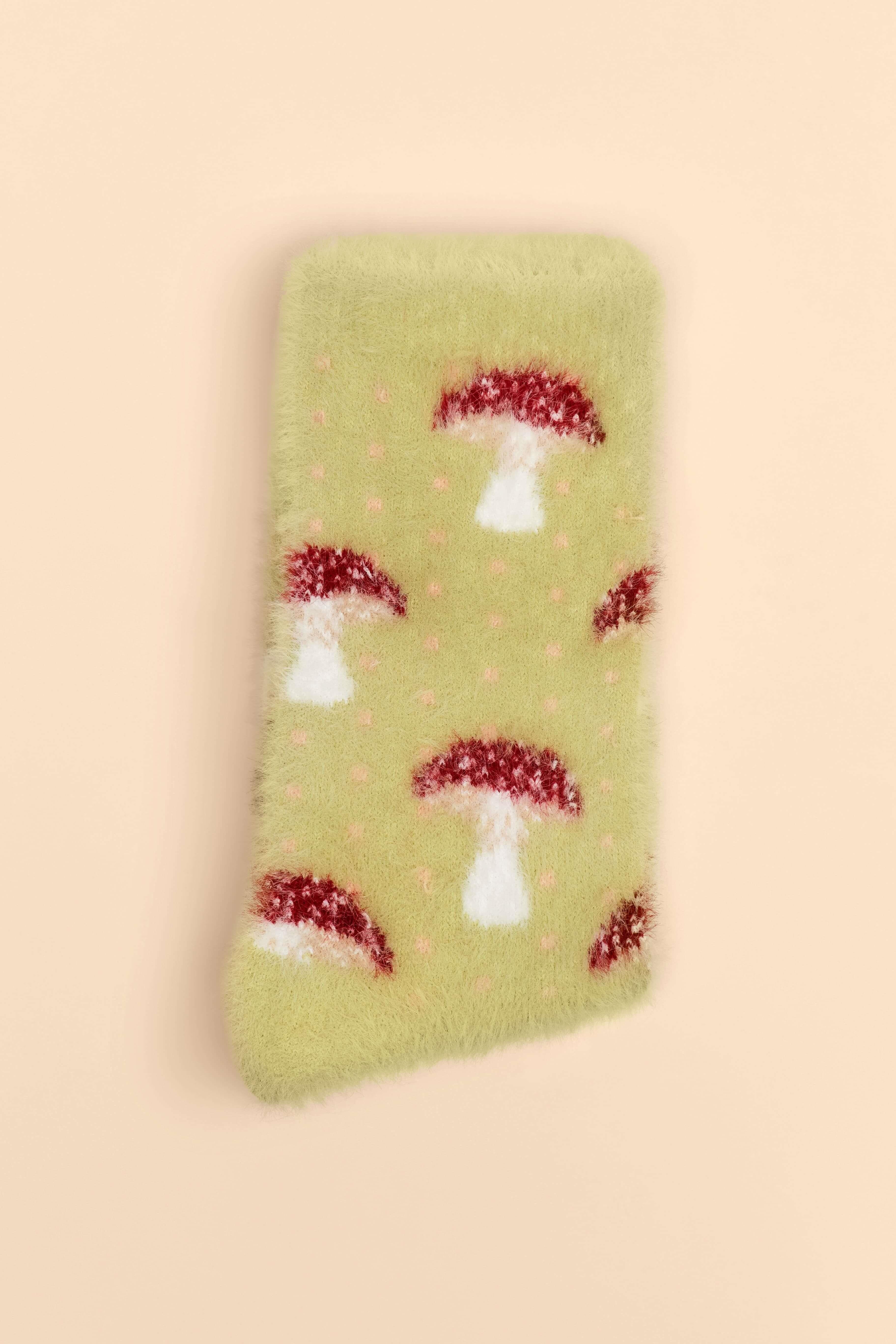 Tiny Toadstools Fuzzy Slipper Socks