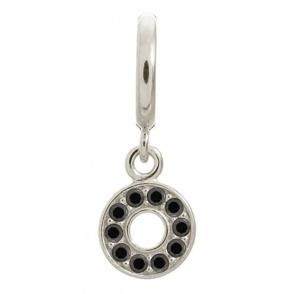 Black Circle Pendant Sterling Silver Charm