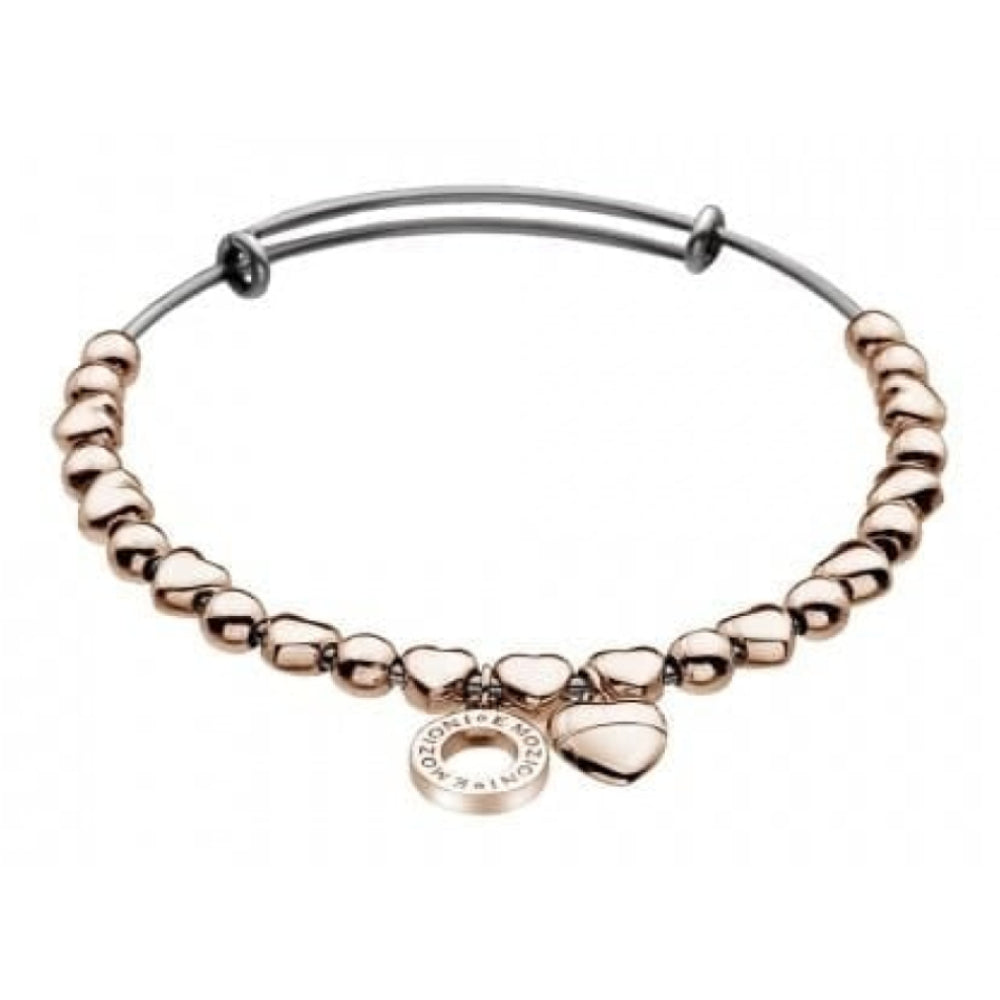 Emozioni Rose Gold Plate Heart Bangle