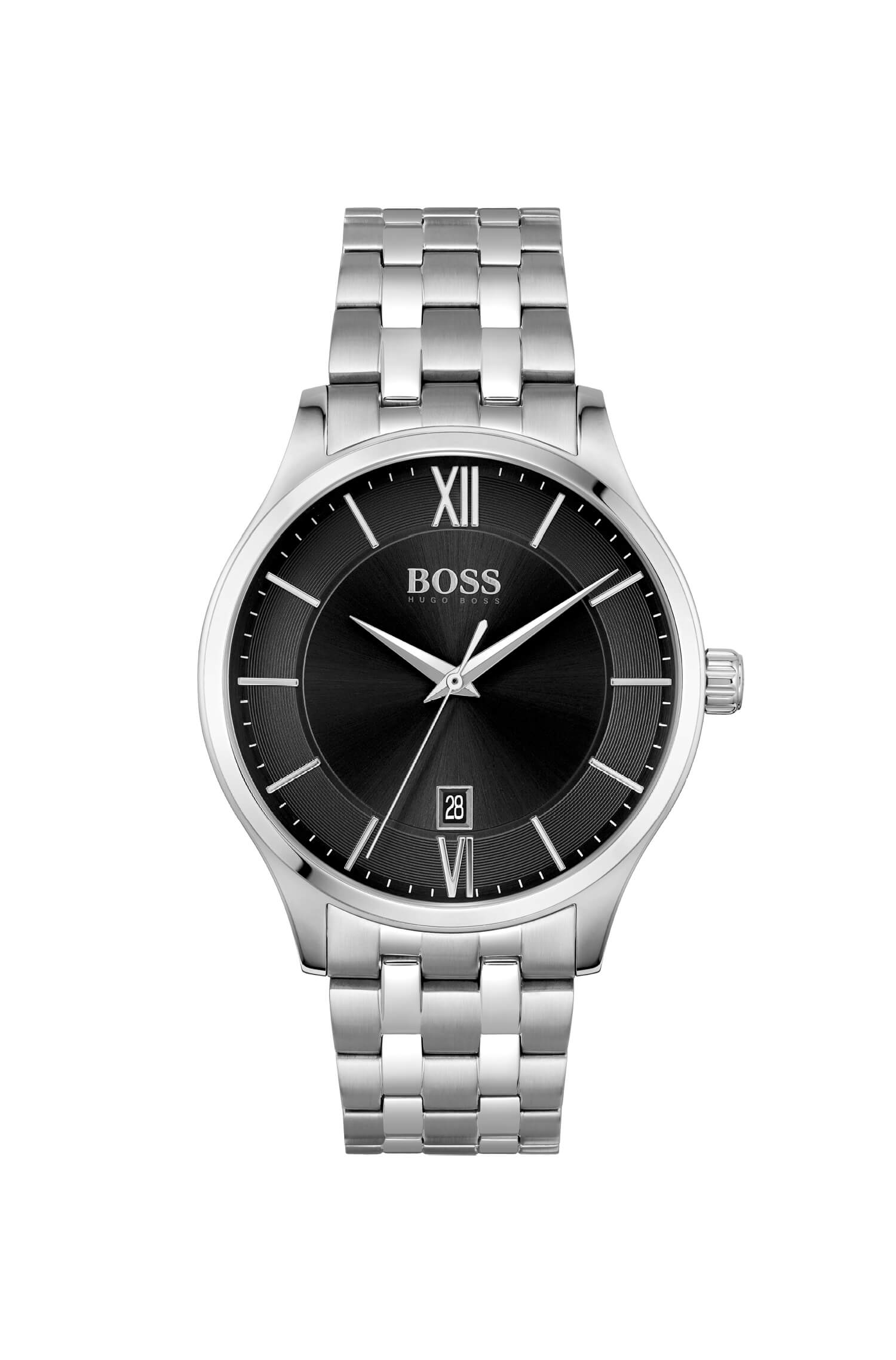 Elite Stainless Steel Black Dial & Bracelet Strap Gents Watch