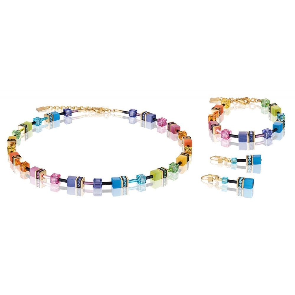 Geo Cube Blue Pierced Earrings