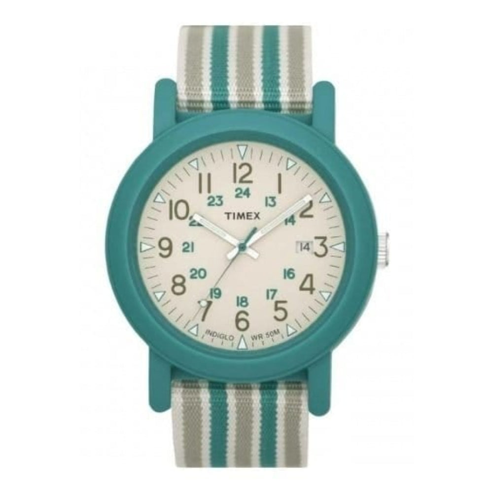 Unisex Green & Grey Fabric Camper Strap Watch