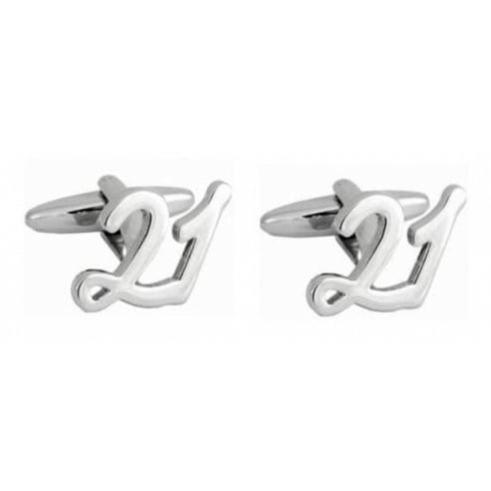 Rhodium Plated '21' Cufflinks